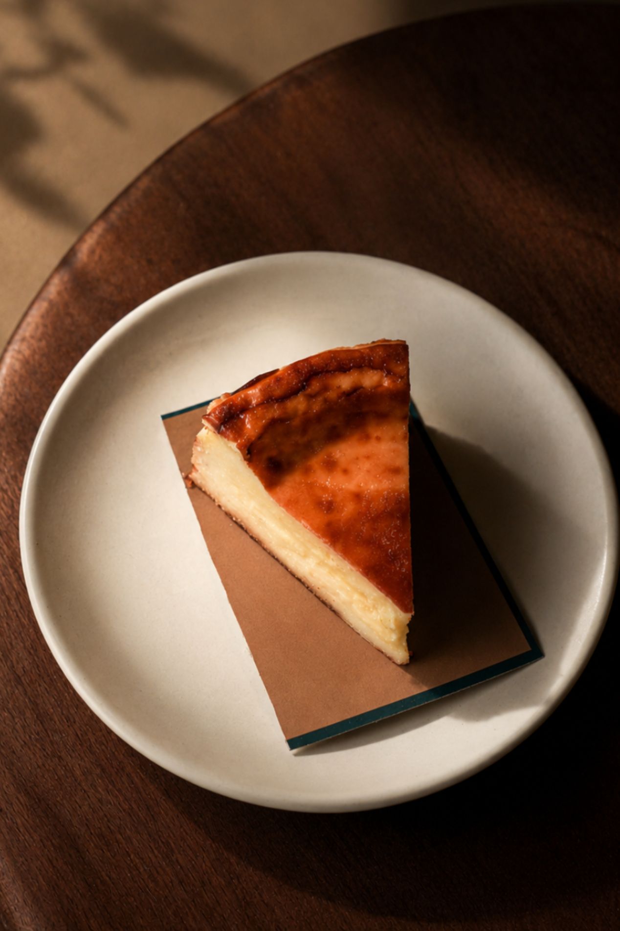 Basque cheesecake dessert at Nombre café Bengaluru