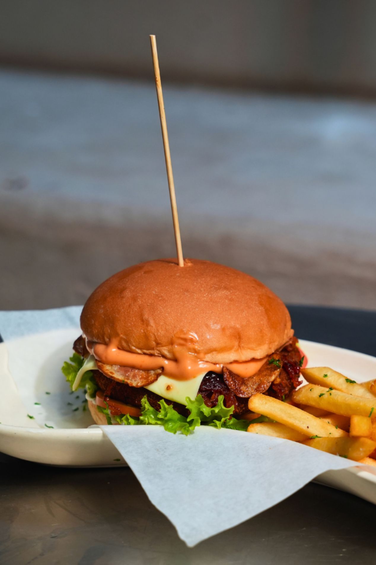 Veg burger at Nombre specialty coffee café JP Nagar